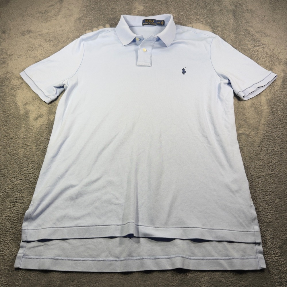 Polo Ralph Lauren Light Blue Cotton Short Sleeve Polo Shirt Mens Large L/G